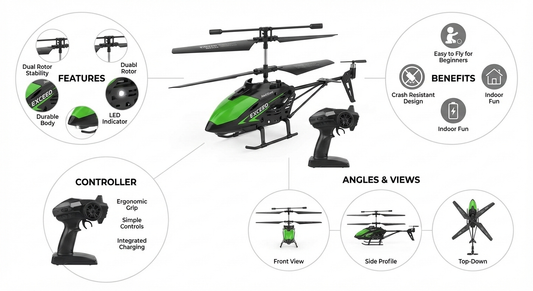 EXEED Best Drone Remote Control Toy Helicopter with Precision Controller, Aerodynamic Blades and Easy Charging for Kids and Beginners