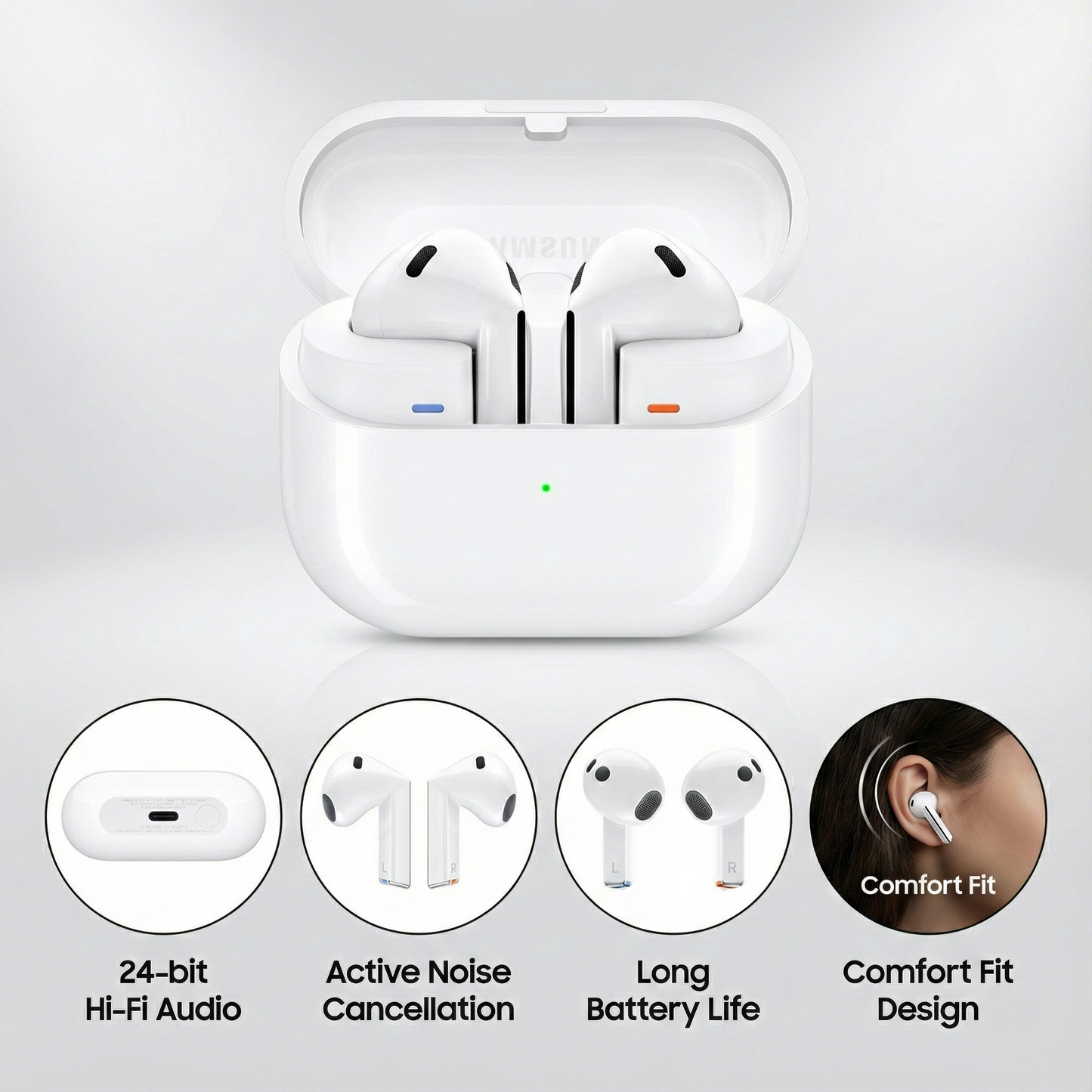 Samsung Galaxy Buds 3 Wireless Earbuds – Galaxy AI Interpreter | Hi-Fi 24-bit Audio | 36H Playtime