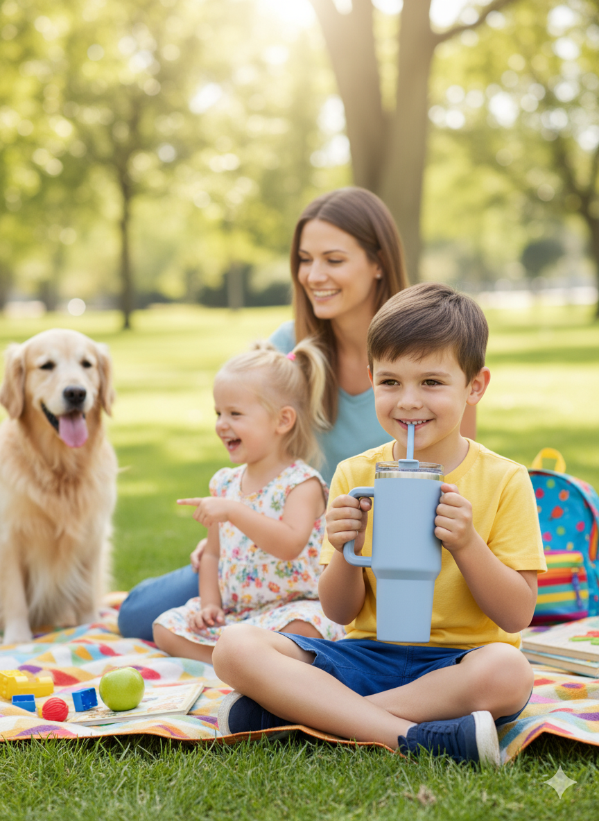 Ergonomic Handle 40oz Tumbler: Spill-Proof Lid & Double-Walled Durability
