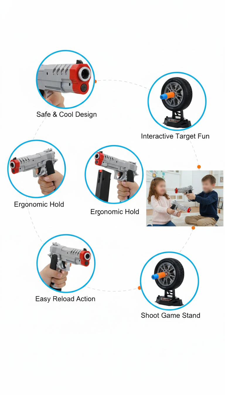 Interactive Shooting Game for Kids – Aim & Focus Training, Rotating Target + Toy Blaster