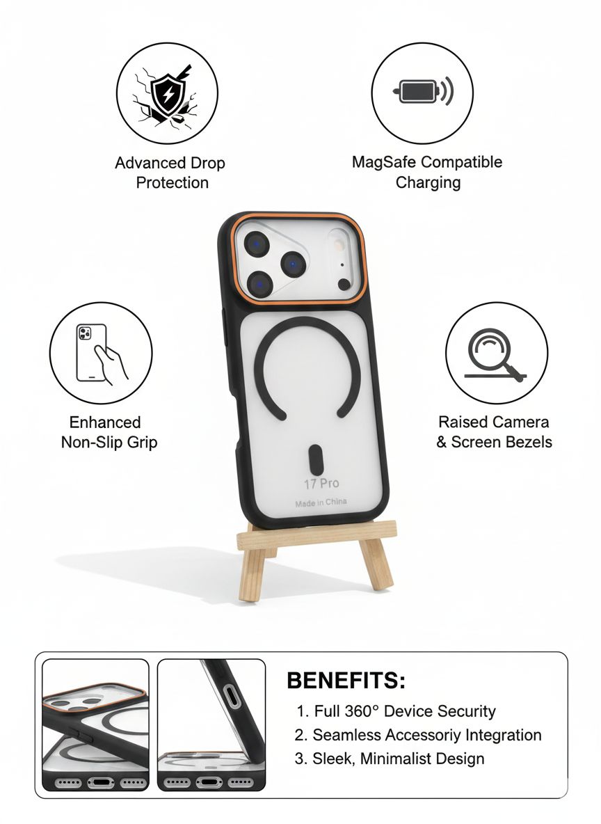 iPhone 17 Pro MagSafe Case (Clear Hybrid) - Ultra Drop Protection, Raised Camera & Screen Bezel