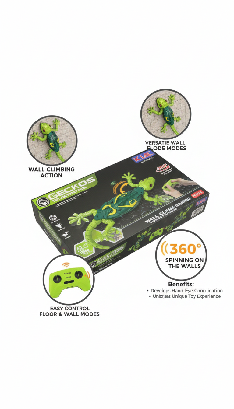 Geckos Telecontrol RC Wall-Climbing Lizard – 360° Spinning Remote Control Toy