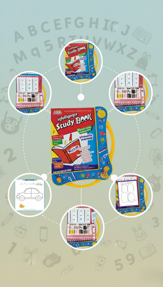 Interactive Intelligence Study Book for Kids with Music, Learning Pages, Pronunciation, Tracing Activities, Educational Sound Buttons, Parent-Child Engagement, Early Skills Development Toy for Toddlers and Preschool Children