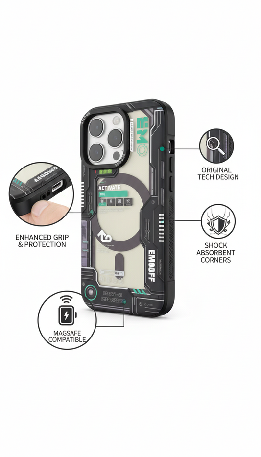 Futuristic Armor Shockproof Phone Case with Ergonomic Grip, Wireless Charging Support, and Advanced Drop Protection