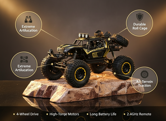 High-Performance All-Terrain 4x4 RC Rock Crawler – Rugged Suspension & LED Lights