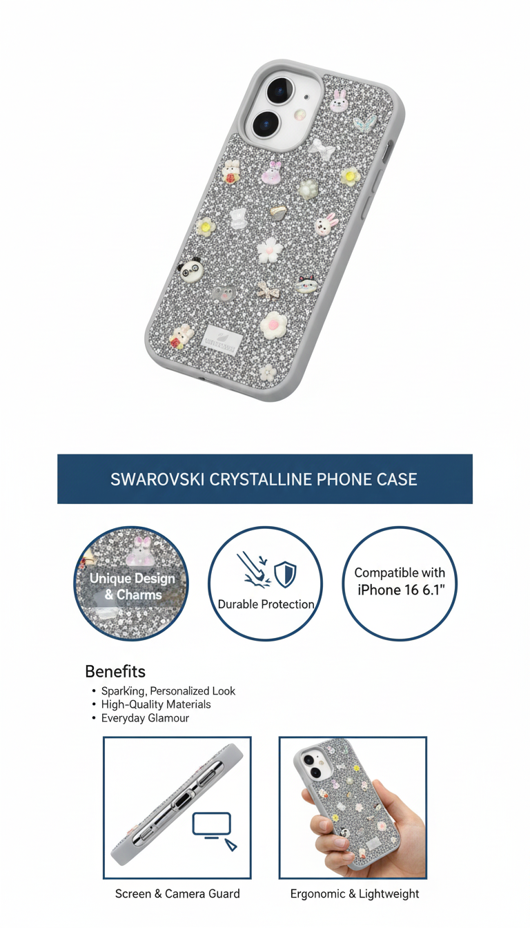 Swarovski Crystalline Sparkling Design Protective 12 Pro Phone Case – Luxury Glitter Finish, Precision Fit & Everyday Protection