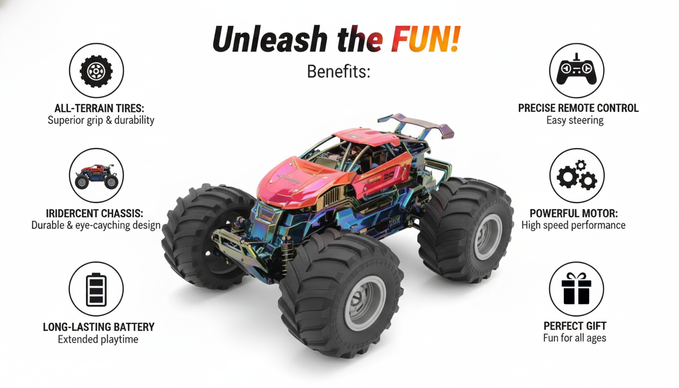 Powerful Off-Road RC Monster Truck with All-Terrain Tires and Precision Remote Control for Kids