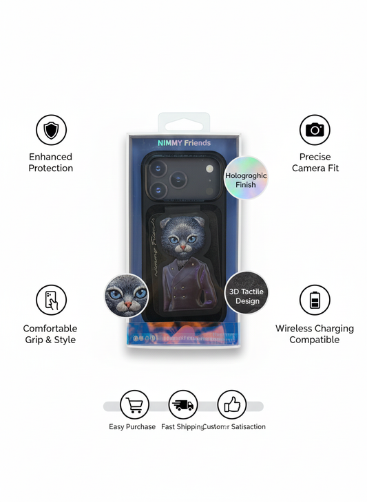 Nimmy Friends 3D Cat Design iPhone 17 Pro Case - Premium, Shock-Resistant Cover with Wireless Charging Support