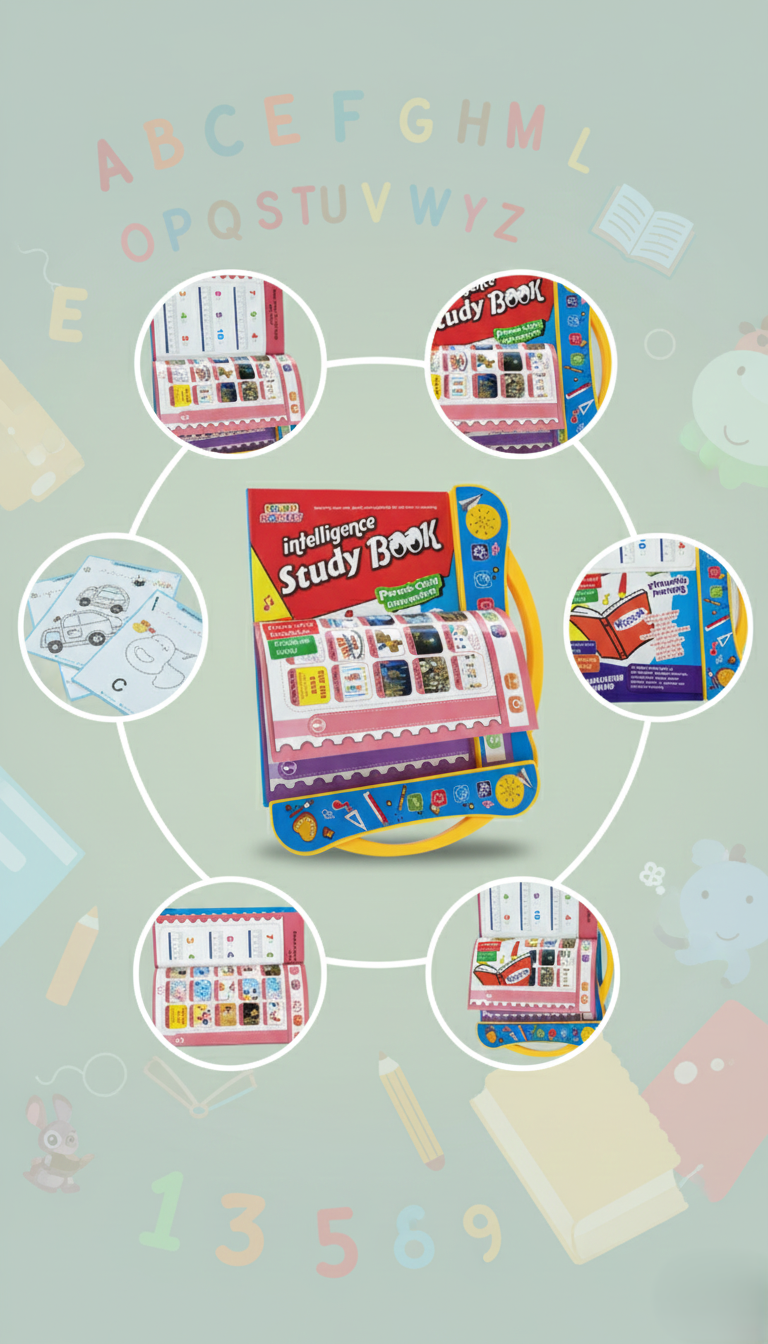 Interactive Intelligence Study Book for Kids with Music, Learning Pages, Pronunciation, Tracing Activities, Educational Sound Buttons, Parent-Child Engagement, Early Skills Development Toy for Toddlers and Preschool Children