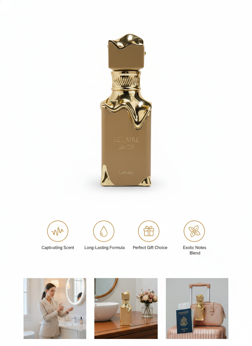 Lattafa Eclaire Eau de Parfum - Day & Night Versatile Luxury Fragrance