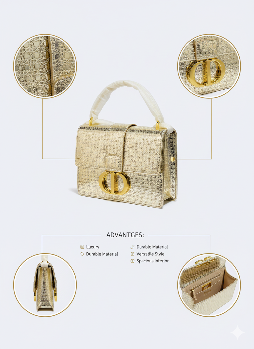High-Shine Gold Fashion Handbag for Day & Night