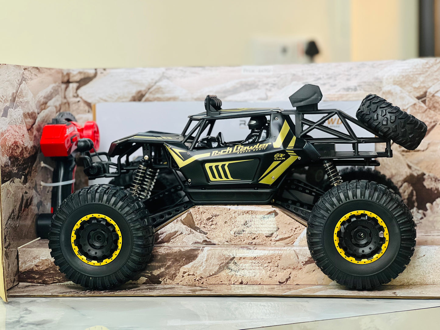 Rock Crawler 4x4 Off-Road RC Truck – High-Torque Remote Control Car with Large Tires & Spare Wheel