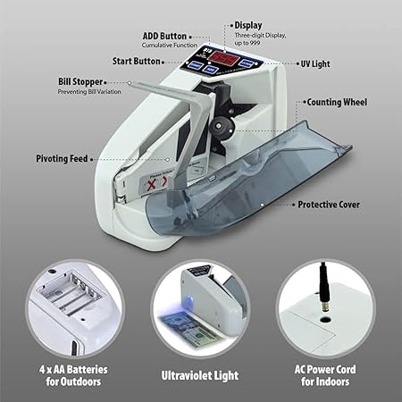 Portable LED Display Mini Note Counting Machine for Home, Office, Business | Indian Currency/Cash Counting Machine |Auto-shutoff |