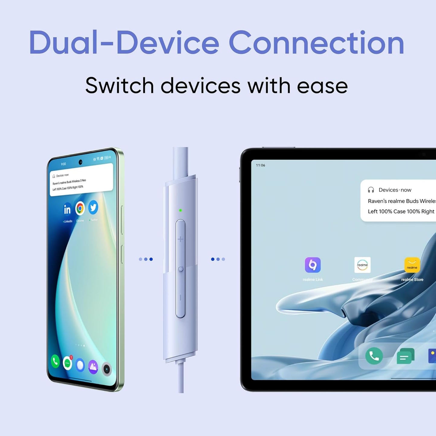 realme Buds Wireless 3 Neo in Ear Bluetooth Neckband with 13.4 Mm Dynamic Bass Boost Driver,Upto 32 Hours Playback,Fast Charge,Ai Enc,45Ms Low Latency,Ip55 Dust and Water Resistannt and Bluetooth V 5.4 Blue