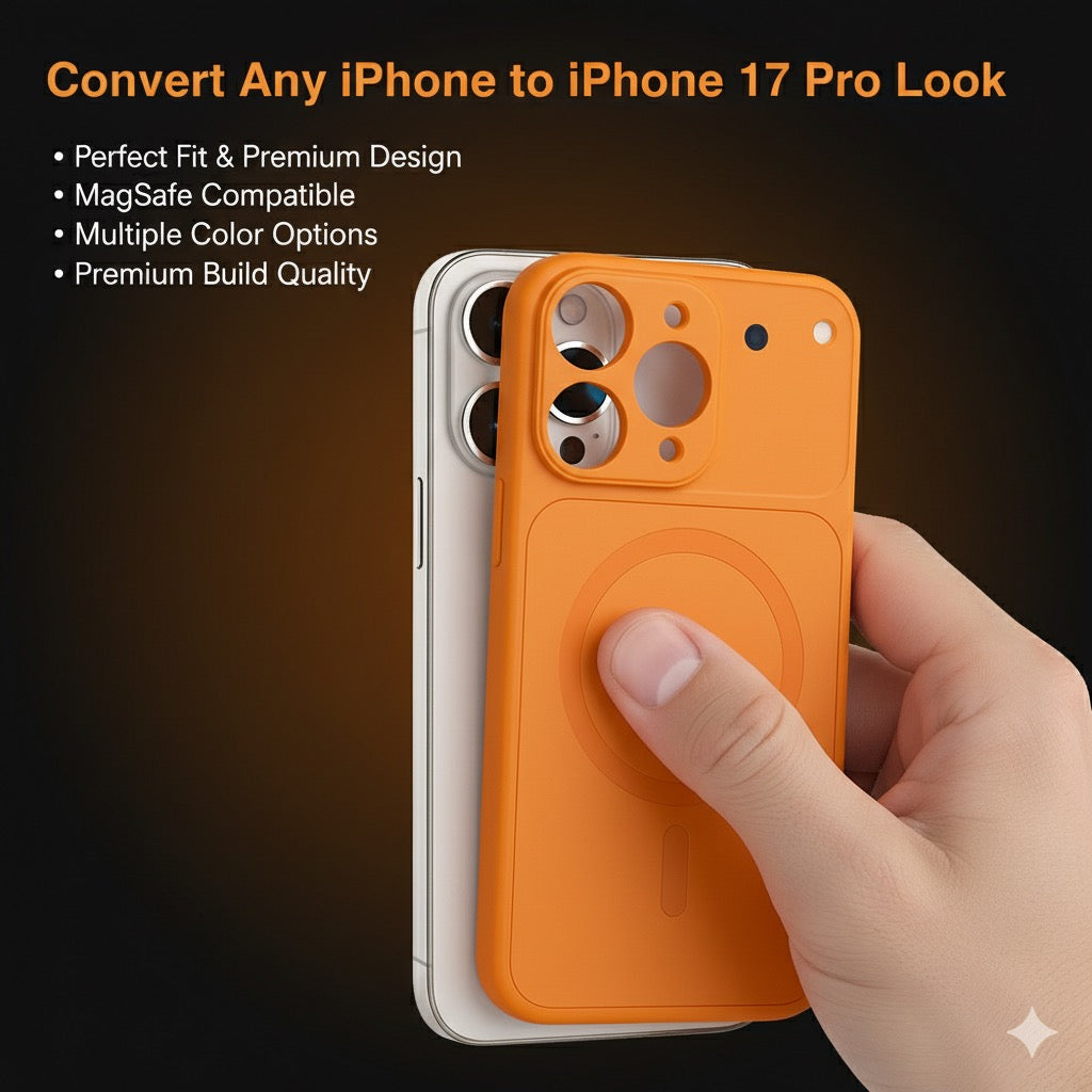 iPhone 16 Pro To 17 Pro Look Magnetic Case – Convert Your iPhone into iPhone 17 Cosic Orage | Rajdhani Telecom