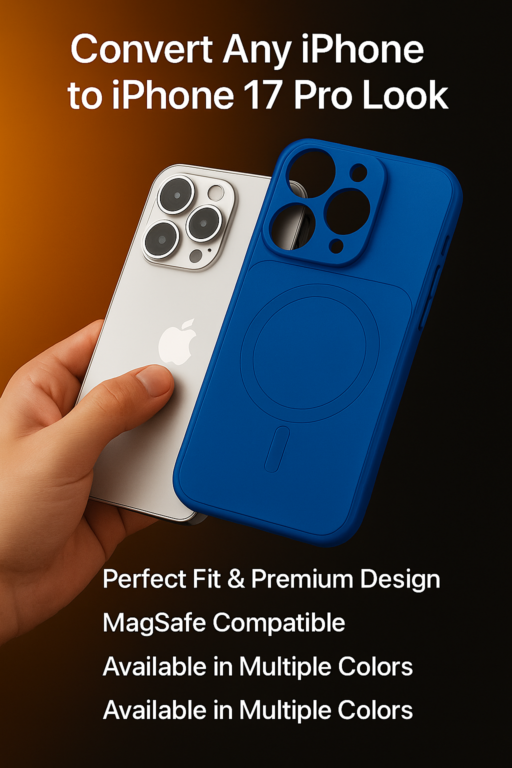 iPhone 16 Pro To 17 Pro Look Magnetic Case – Convert Your iPhone into iPhone 17 Deep Blue | Rajdhani Telecom