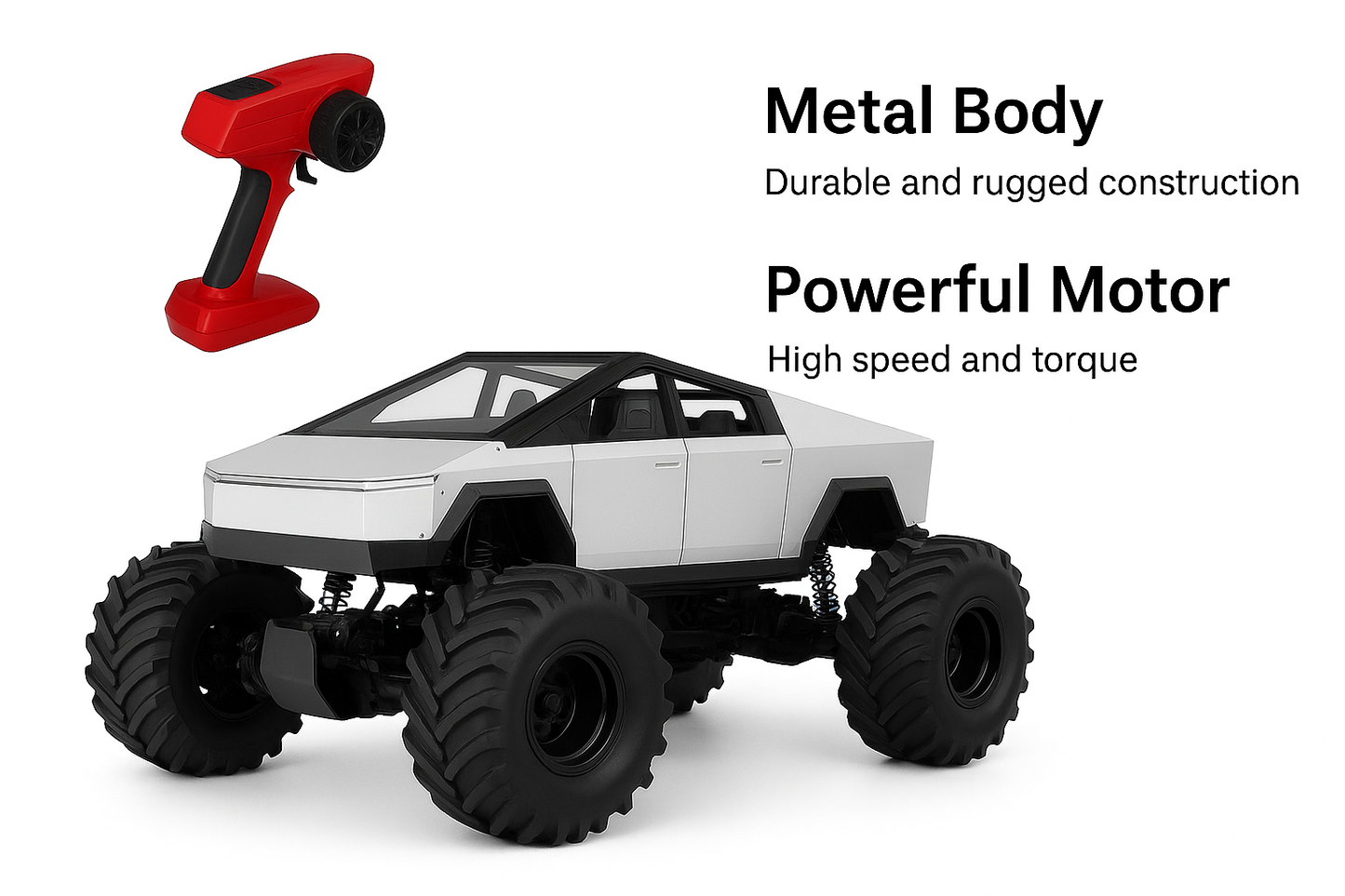 Alloy Metal Monster Truck 1:8 Scale | 2.4GHz Remote Control Pickup Car – Heavy Duty Off-Road RC Toy