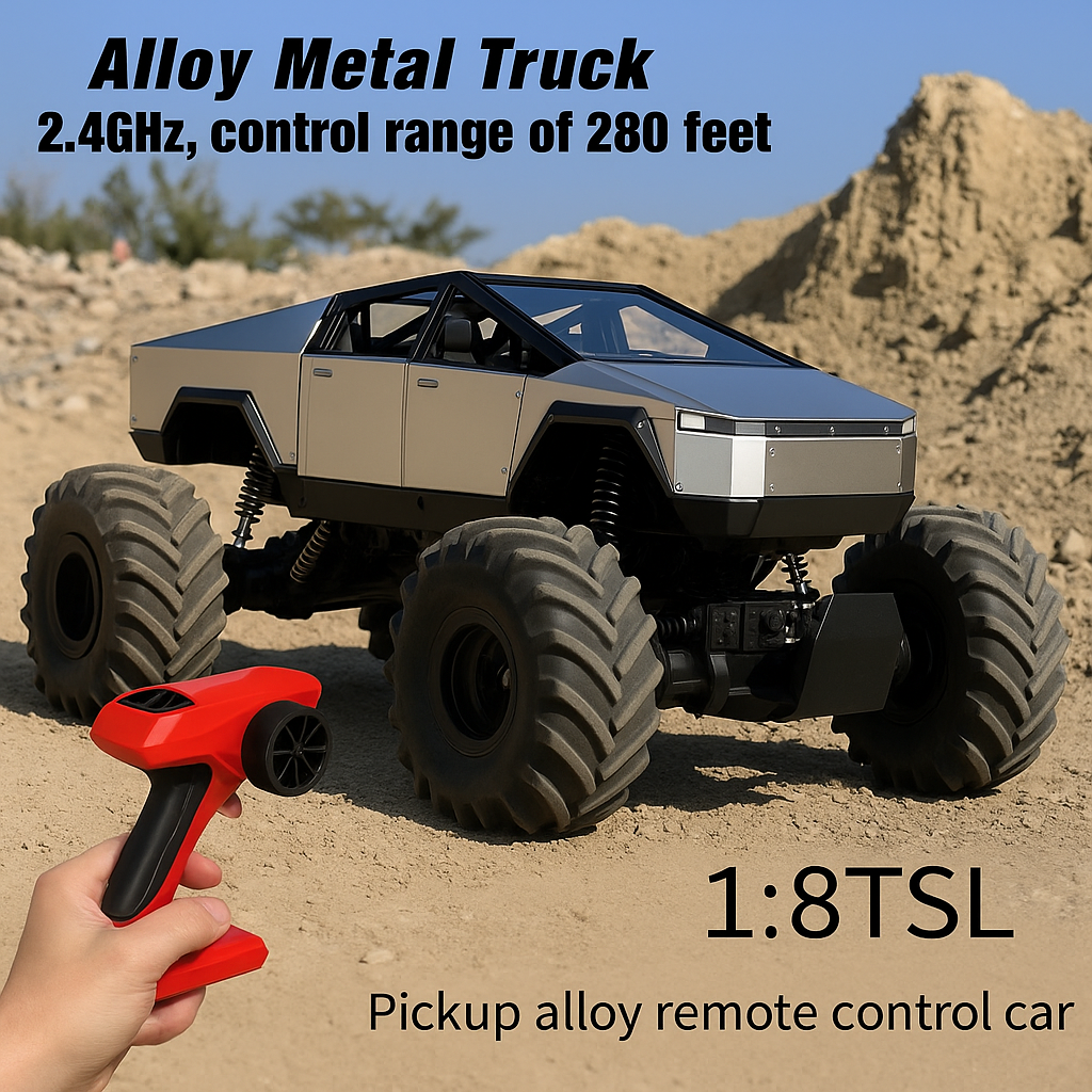 Alloy Metal Monster Truck 1:8 Scale | 2.4GHz Remote Control Pickup Car – Heavy Duty Off-Road RC Toy