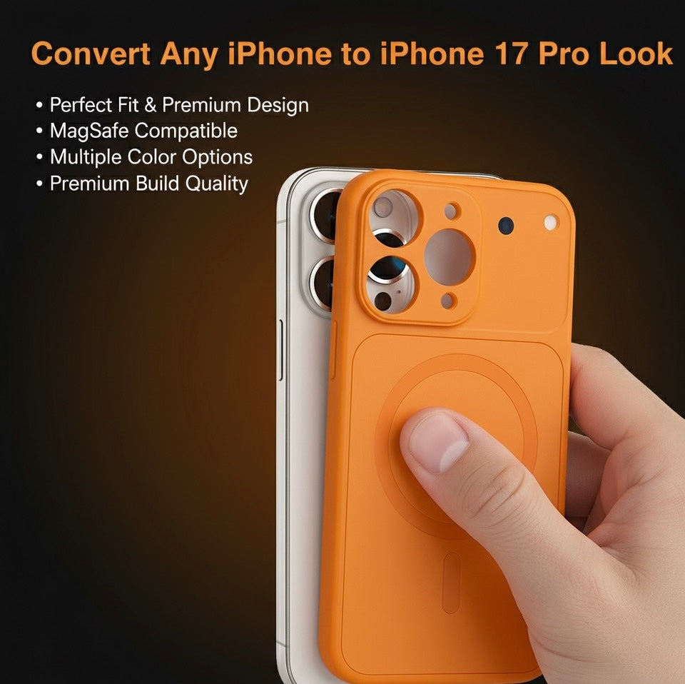 iPhone 13 Pro 17 Pro Look Magnetic Case – Convert Your iPhone into iPhone 17 Pro - Cosmic Orange | Rajdhani Telecom