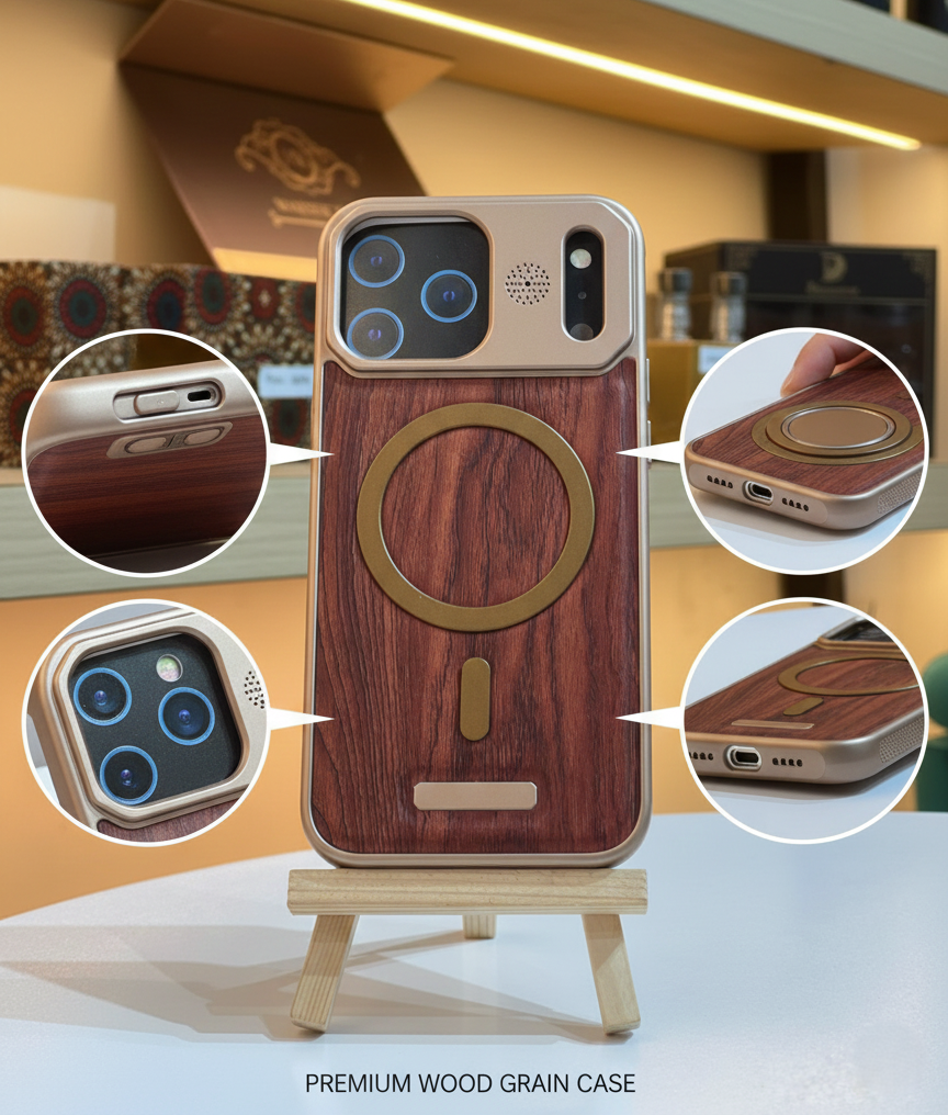Premium Wood Texture MagSafe Case for iPhone 17 Pro | Luxury Shockproof Protective Cover | Vintage Wooden Finish