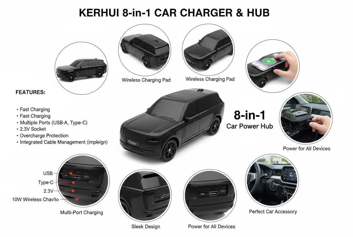 Deluxe Black SUV Toy Model – Authentic 1:24 Scale with Dual USB Ports & LED Features