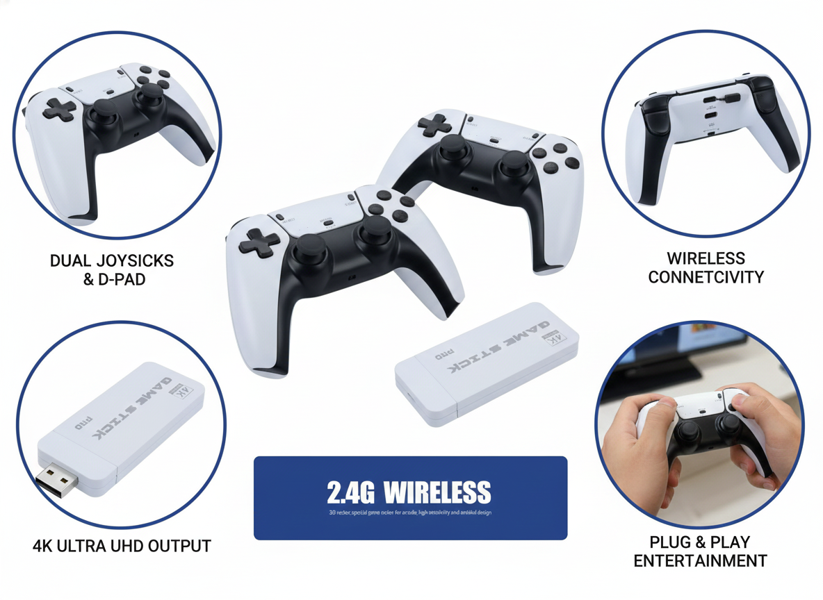 Retro 4K Wireless Game Console – Dual 2.4G Controllers | 10,000+ Games
