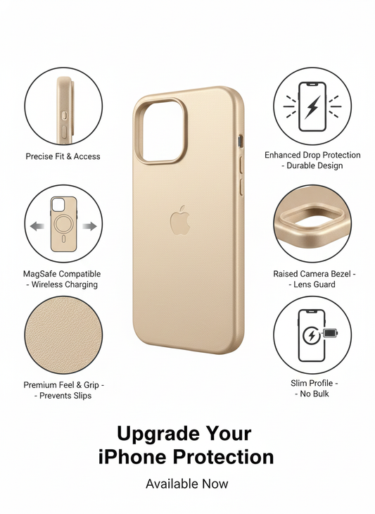Premium MagSafe Compatible Slim Protective Case for iPhone with Raised Camera Bezel and Enhanced Drop Protection – Matte Gold Finish