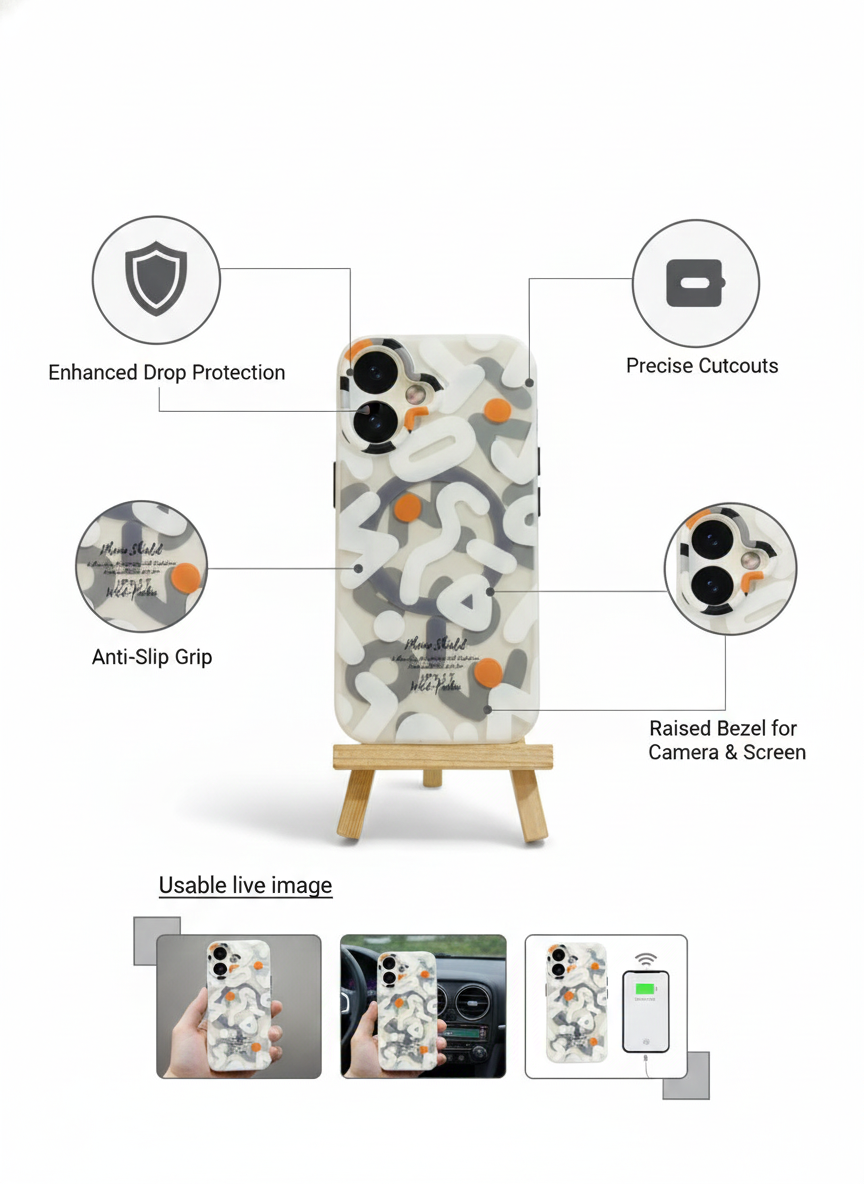 Soft TPU Abstract Printed Case For iPhone – Raised Bezel & Smooth Feel