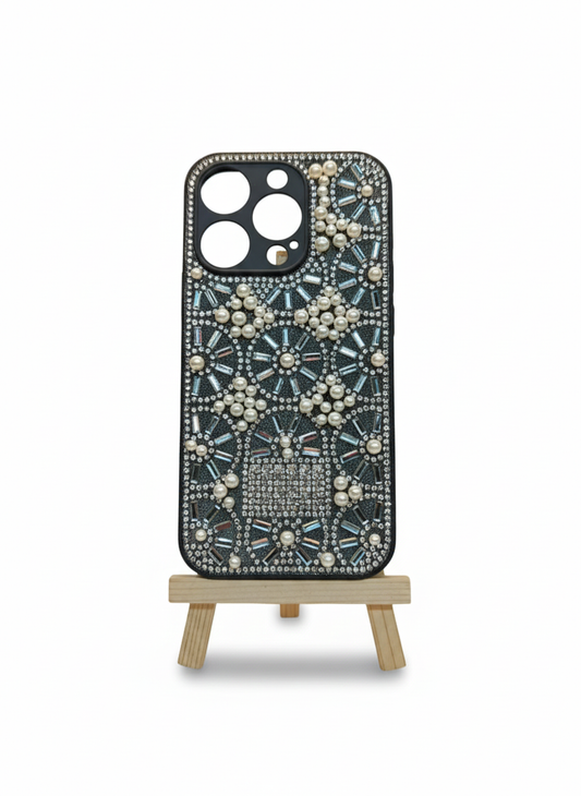 Luxury Crystal & Pearl Embellished Designer Phone Case with Ergonomic Grip and Protective Finish