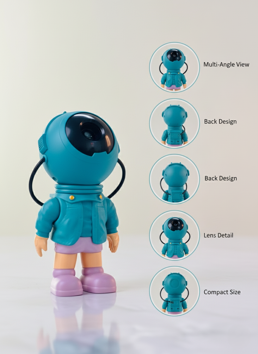 Mini Astronaut Character Projector – 360° HD Lens, Cooling Vent System & Space-Inspired Compact Design