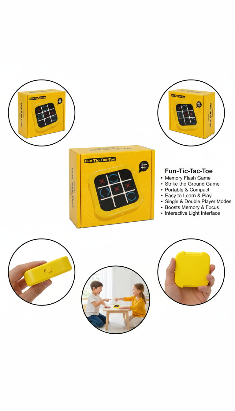 LED Tic-Tac-Toe Electronic Game | Memory Flash + Multi-Mode Logic Trainer Toy