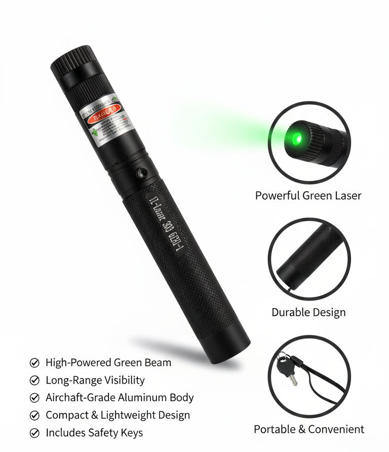 Ultra-Bright Green Laser Pointer — Rechargeable, Pocket-Size