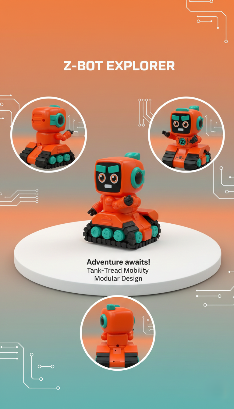 Z-BOT Interactive Robot Toy – Durable Tracks, Movable Head, Battery Powered