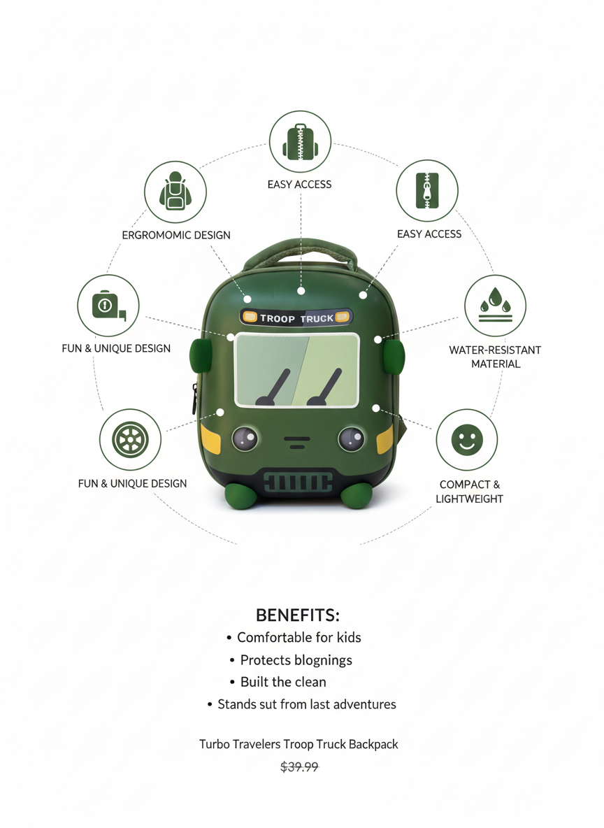 Adventure Troop Truck Backpack for Kids – Lightweight & Durable