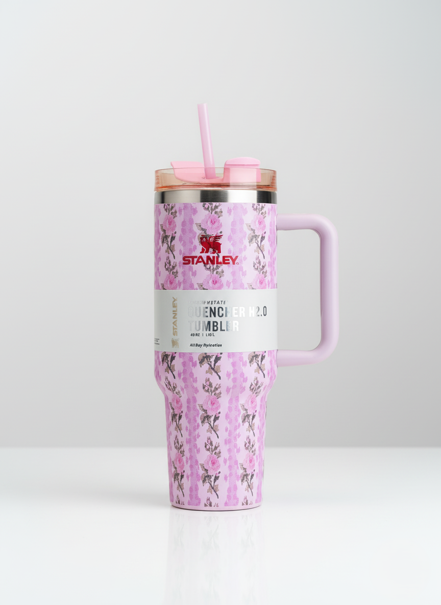 Stanley Inspired Floral Garden Adventure Tumbler | Leak-Proof, Vacuum Insulated