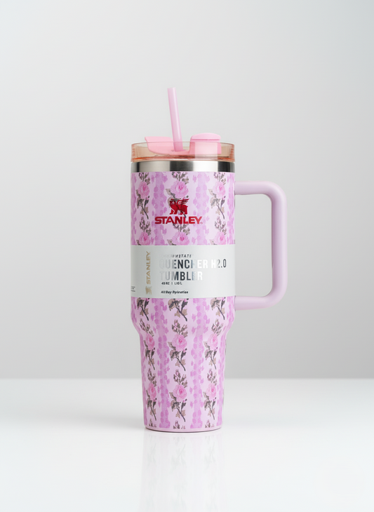 Stanley Inspired Floral Garden Adventure Tumbler | Leak-Proof, Vacuum Insulated
