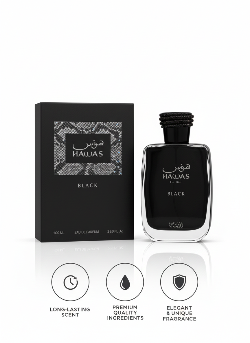 Hawas Black for Him 100ml – Long-Lasting Premium Men’s Eau de Parfum