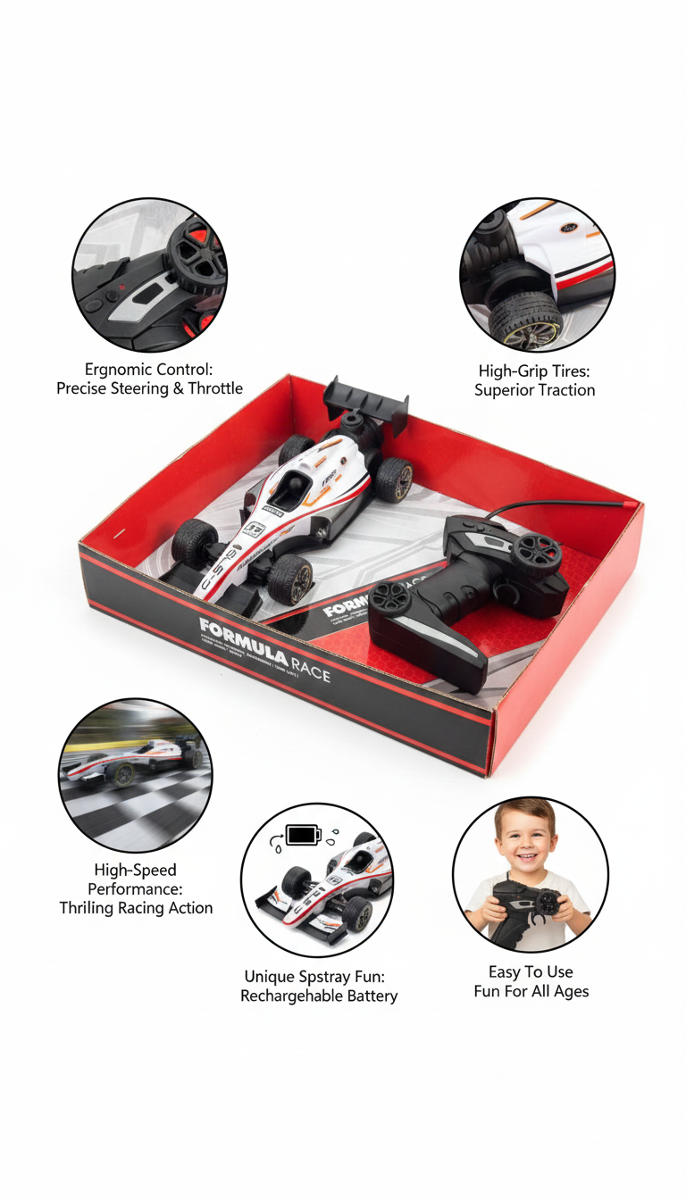High-Speed Formula Race RC Toy Car with Precision Remote Control and Realistic Design
