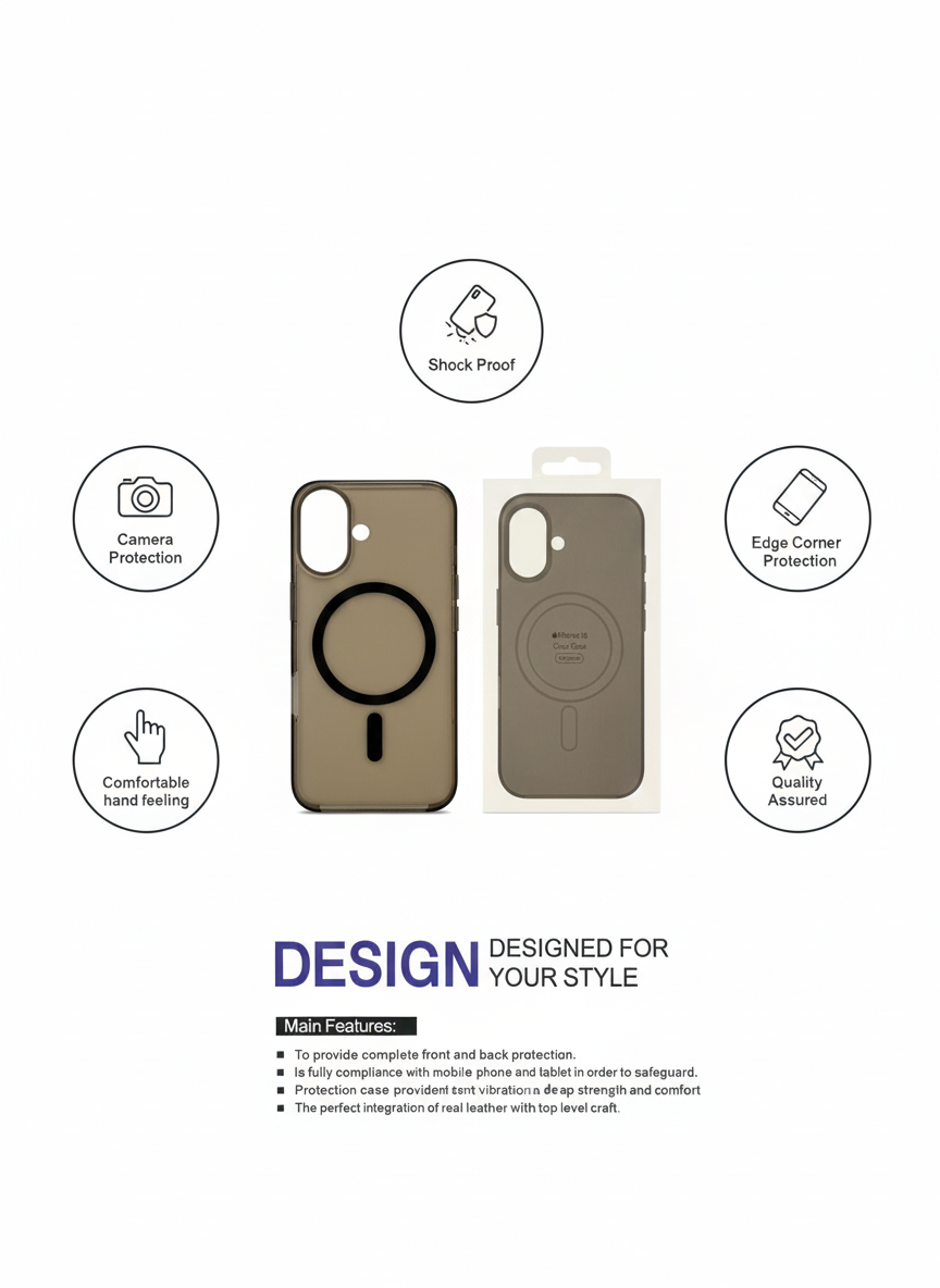 Shockproof Magnetic Wireless Compatible Phone Case with Camera Protection and Edge Corner Guard – Slim Comfortable Grip Protective Cover