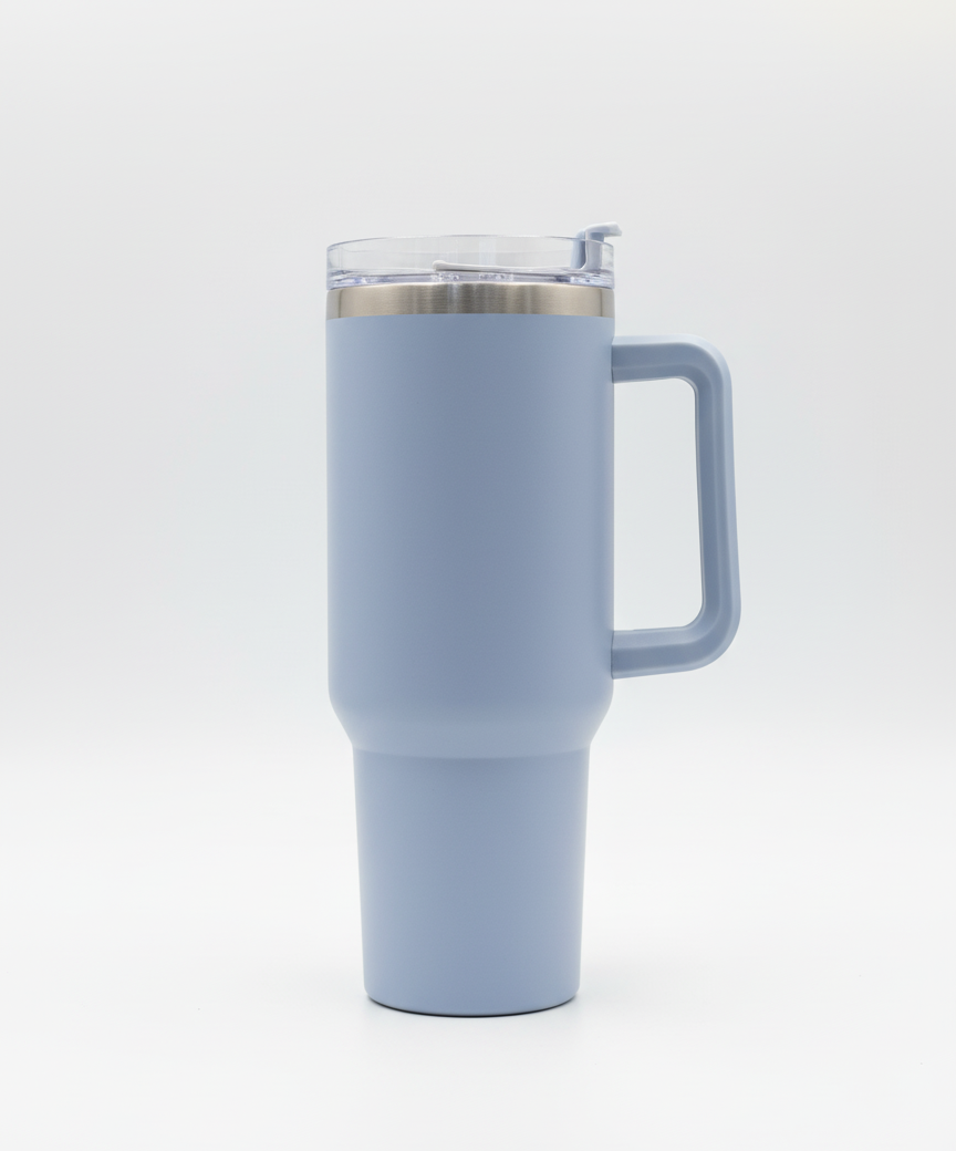 Ergonomic Handle 40oz Tumbler: Spill-Proof Lid & Double-Walled Durability