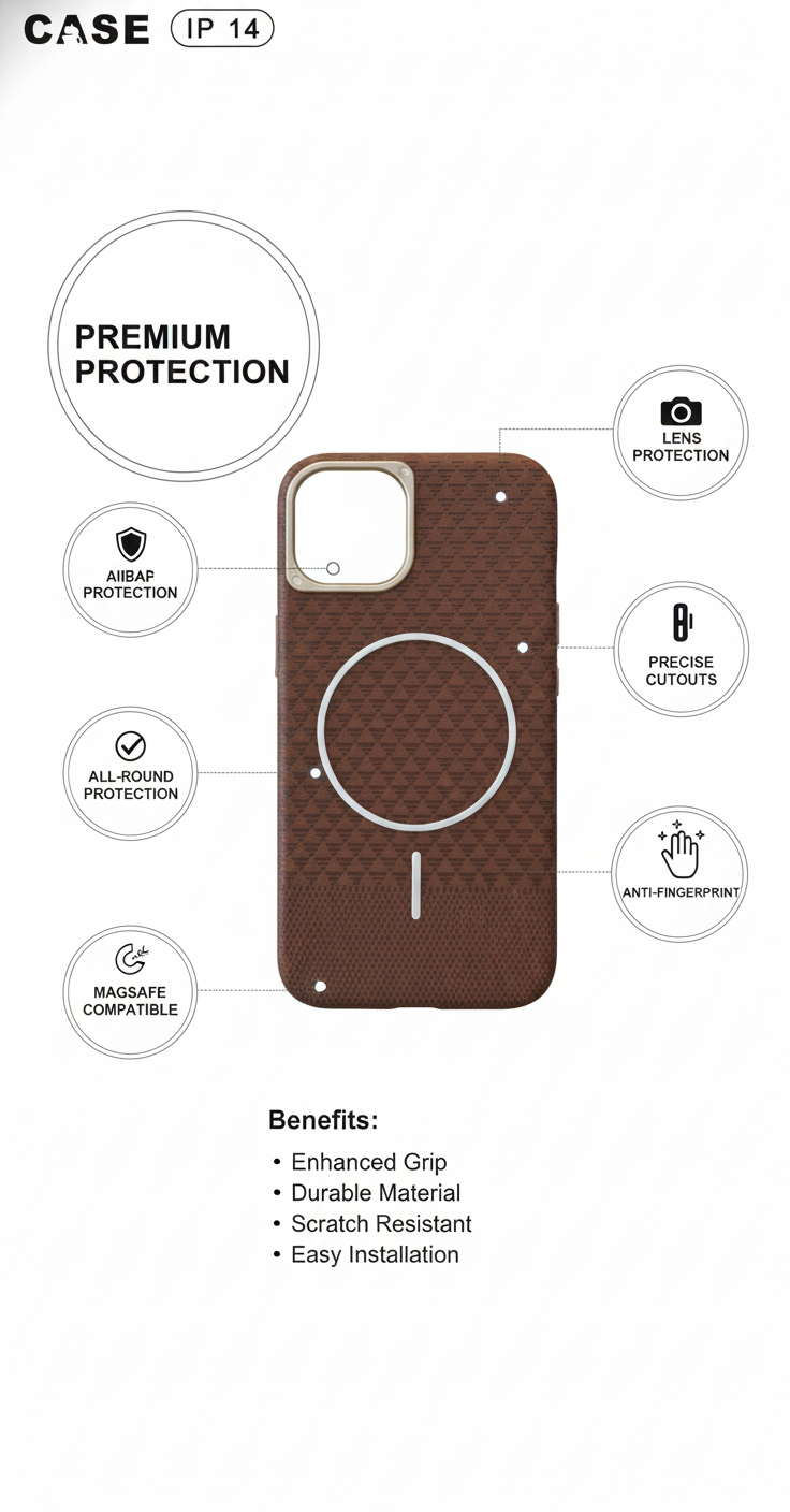 iPhone 16 Premium MagSafe Back Cover – Anti-Fingerprint, Shockproof & Lens Protection