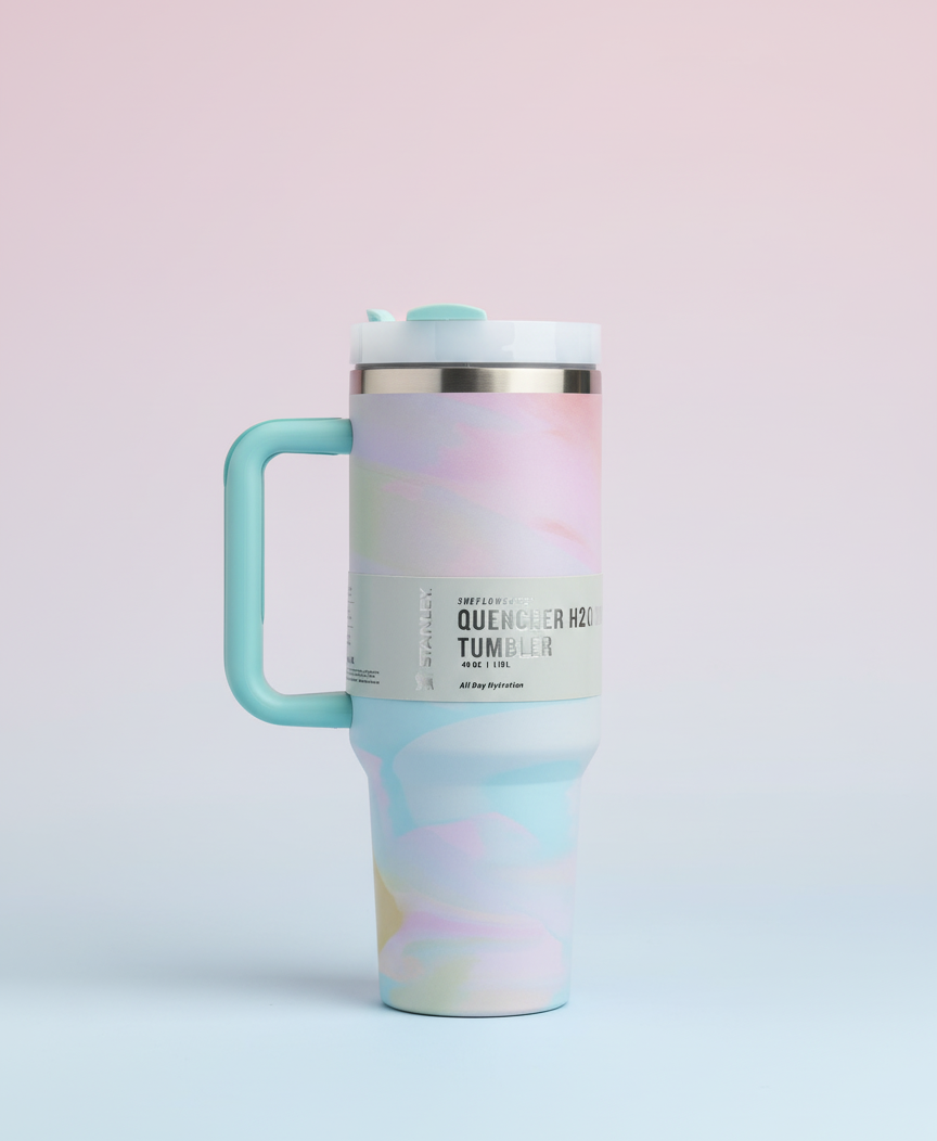 Stainless Steel Quencher Tumbler with Handle – Pastel Travel Mug for All-Day Hydration
