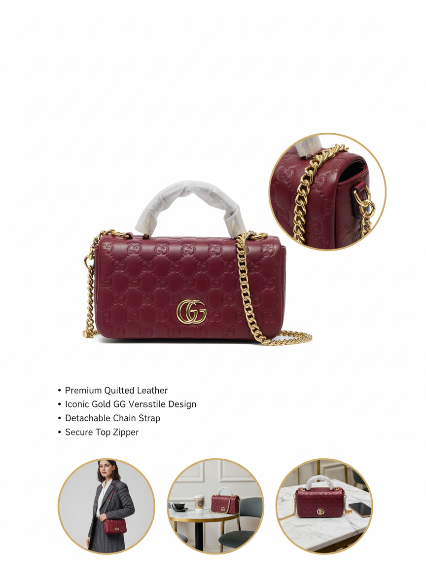 Elegant Maroon Leather Handbag – Structured & Stylish
