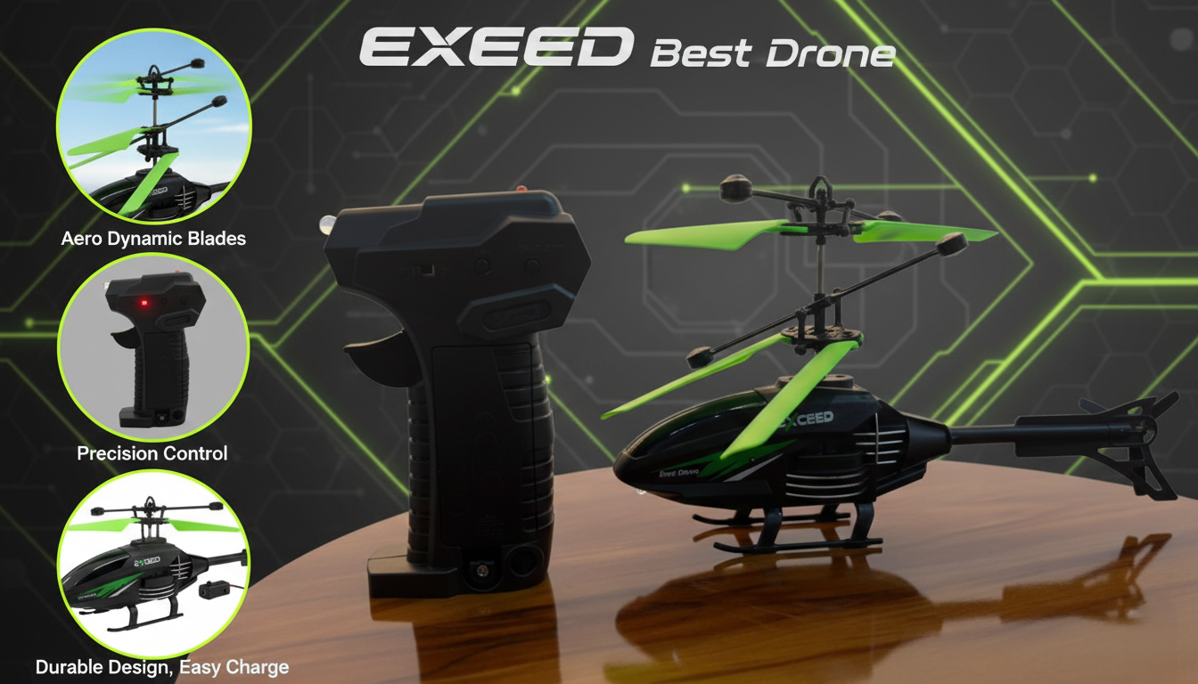 EXEED Best Drone Remote Control Toy Helicopter with Precision Controller, Aerodynamic Blades and Easy Charging for Kids and Beginners