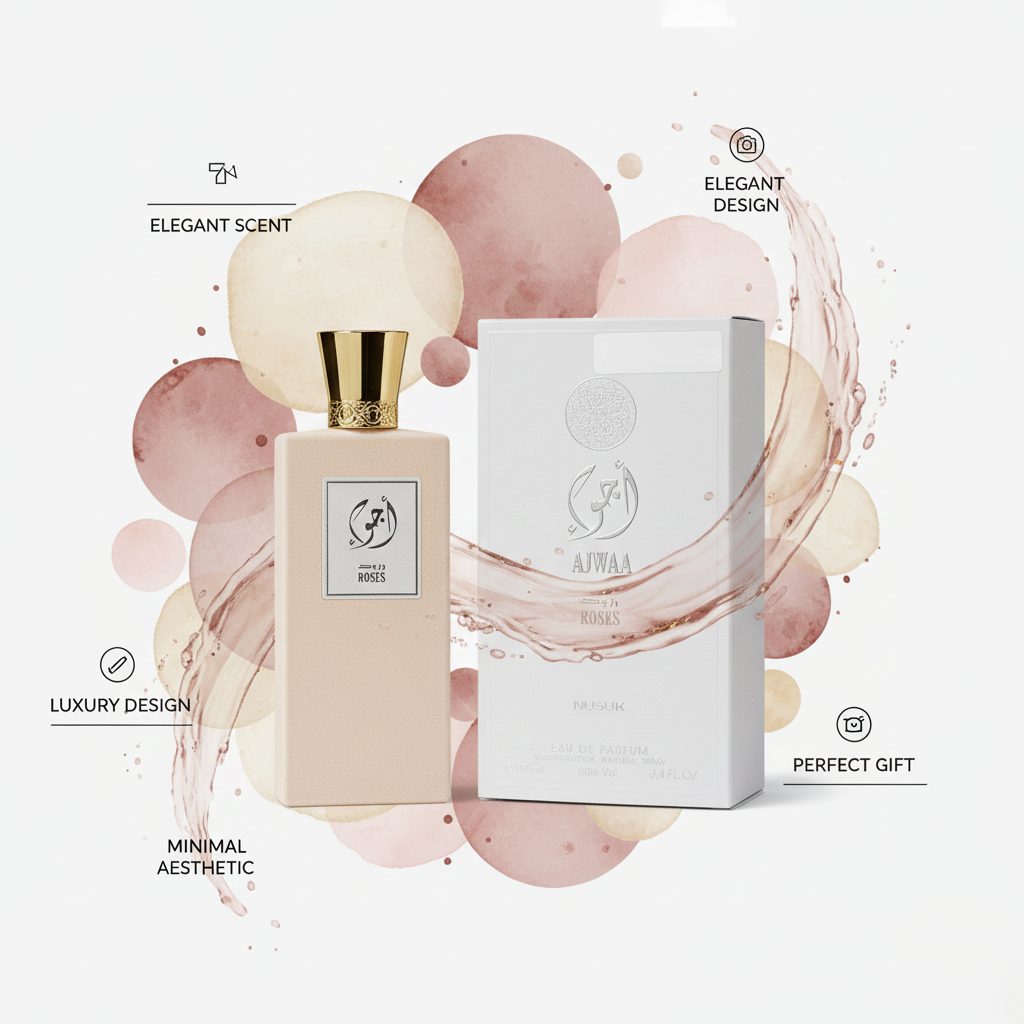 Ajwaa Roses Luxury Eau de Perfume with Elegant Floral Scent, Long Lasting Wear, Premium Spray Bottle, and Gift-Ready Designer Packaging for Everyday Sophistication