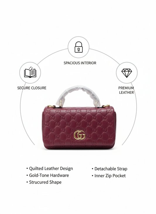 Elegant Maroon Leather Handbag – Structured & Stylish