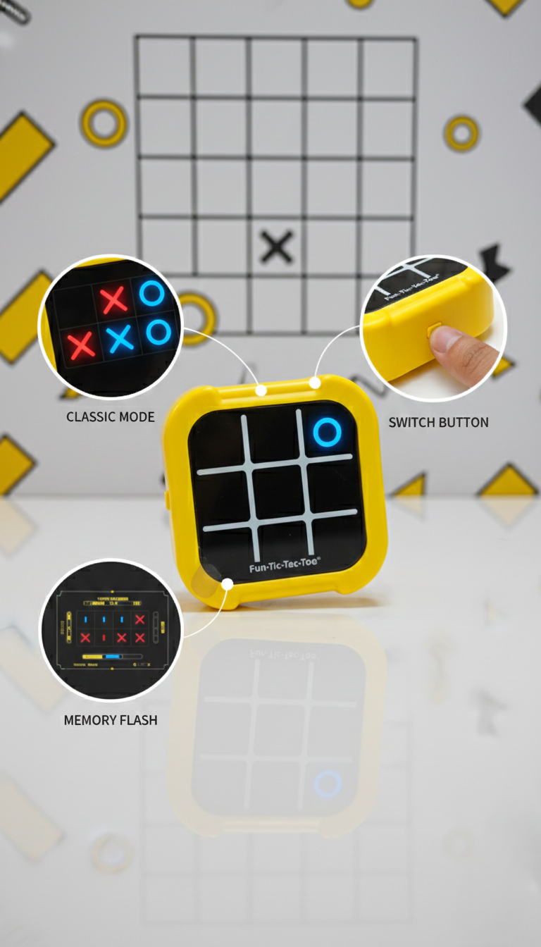 LED Tic-Tac-Toe Electronic Game | Memory Flash + Multi-Mode Logic Trainer Toy