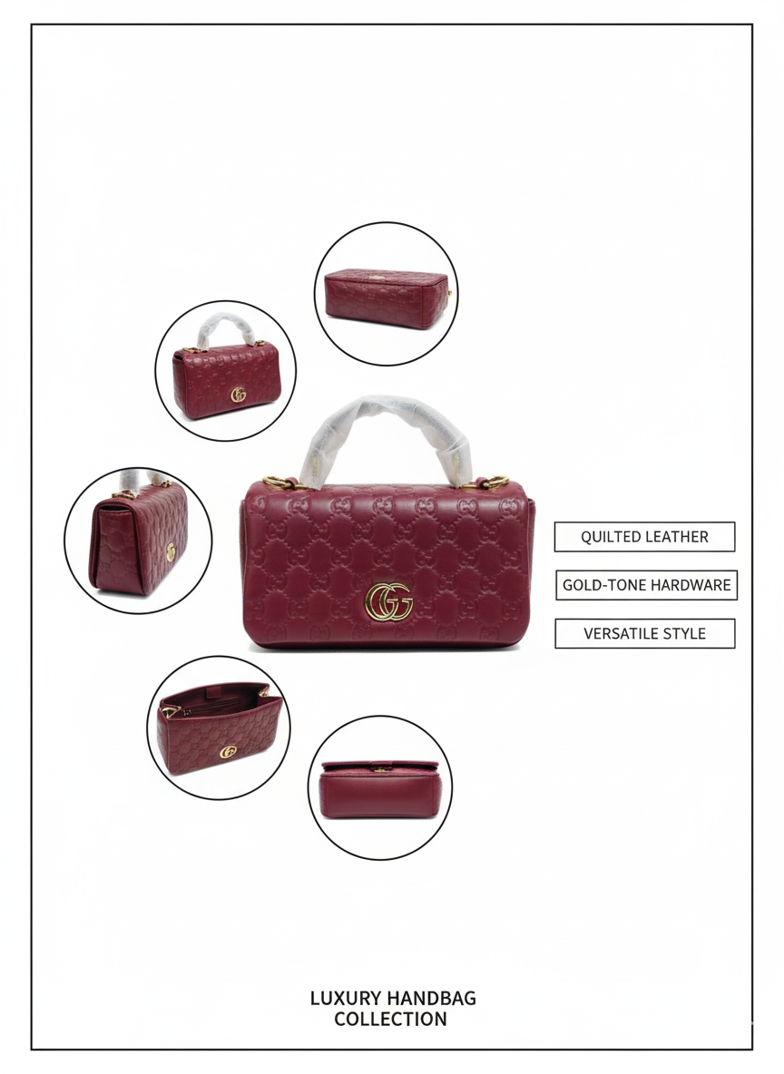 Elegant Maroon Leather Handbag – Structured & Stylish