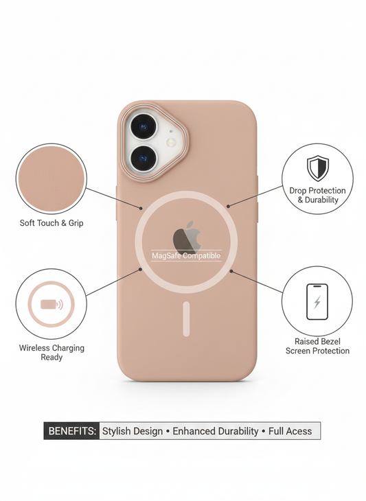 Premium Silicone MagSafe Compatible Phone Case with Shock Protection and Raised Camera Bezel