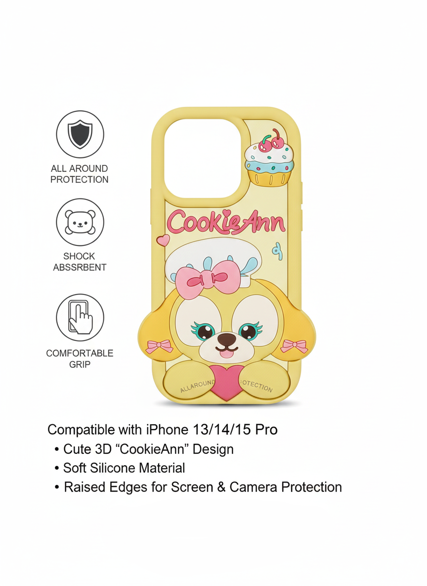 Kawaii CookieAnn Soft Silicone Protective Cover – iPhone 16 Pro